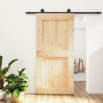 Sliding Door with Hardware Set 100x210 cm Solid Wood Pine