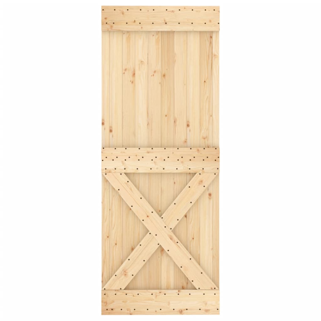 Sliding Door with Hardware Set 80x210 cm Solid Wood Pine