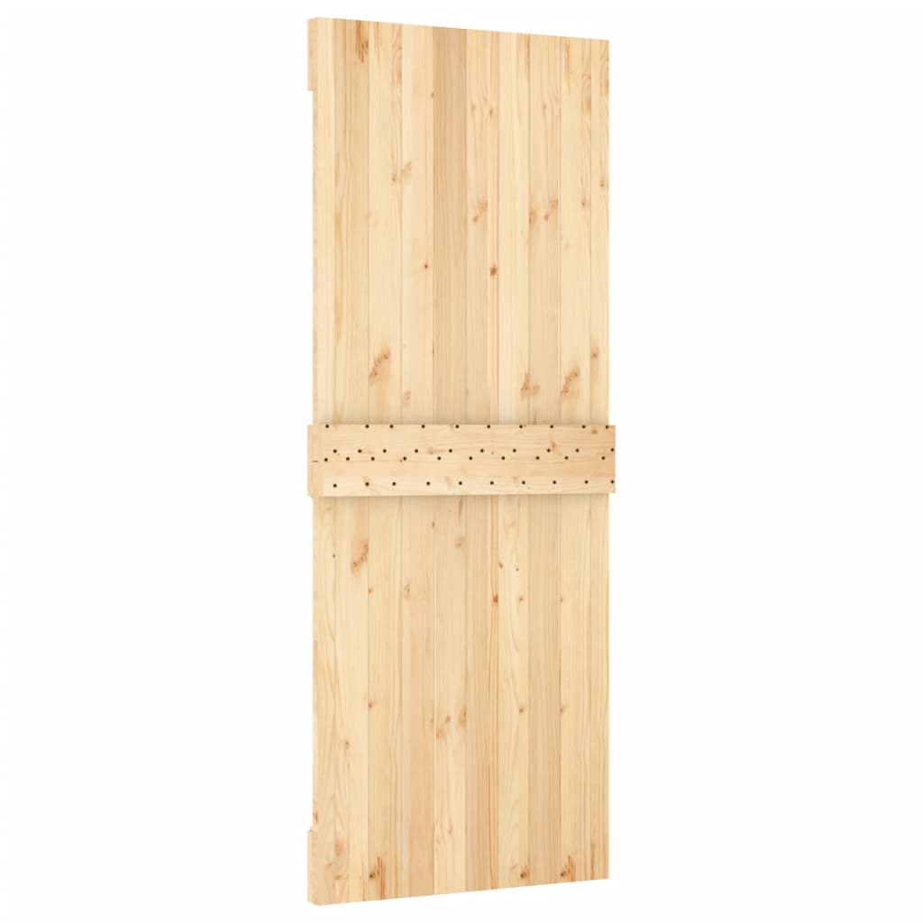 Sliding Door with Hardware Set 80x210 cm Solid Wood Pine