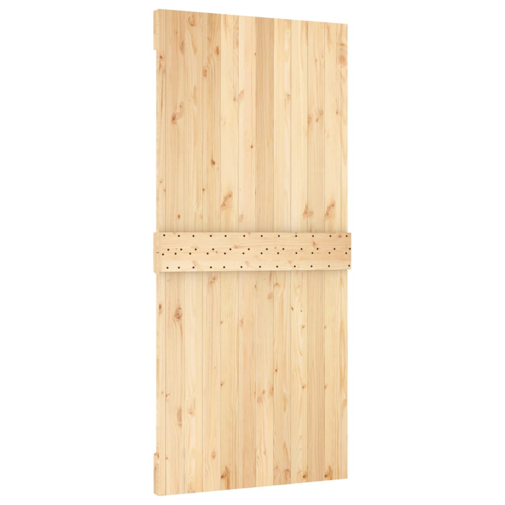 Sliding Door with Hardware Set 95x210 cm Solid Wood Pine