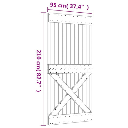 Sliding Door with Hardware Set 95x210 cm Solid Wood Pine