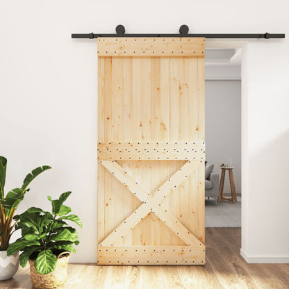 Sliding Door with Hardware Set 100x210 cm Solid Wood Pine