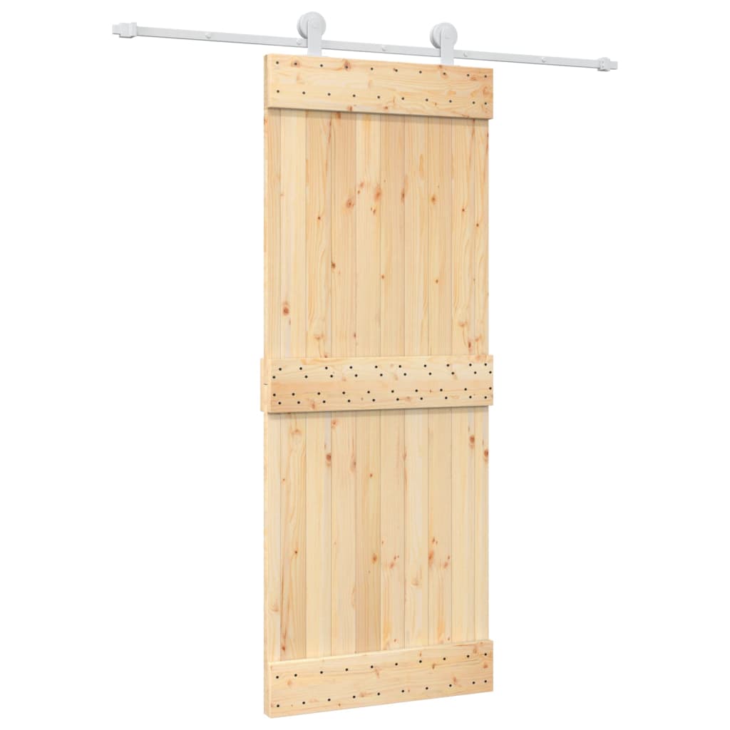 Sliding Door with Hardware Set 80x210 cm Solid Wood Pine