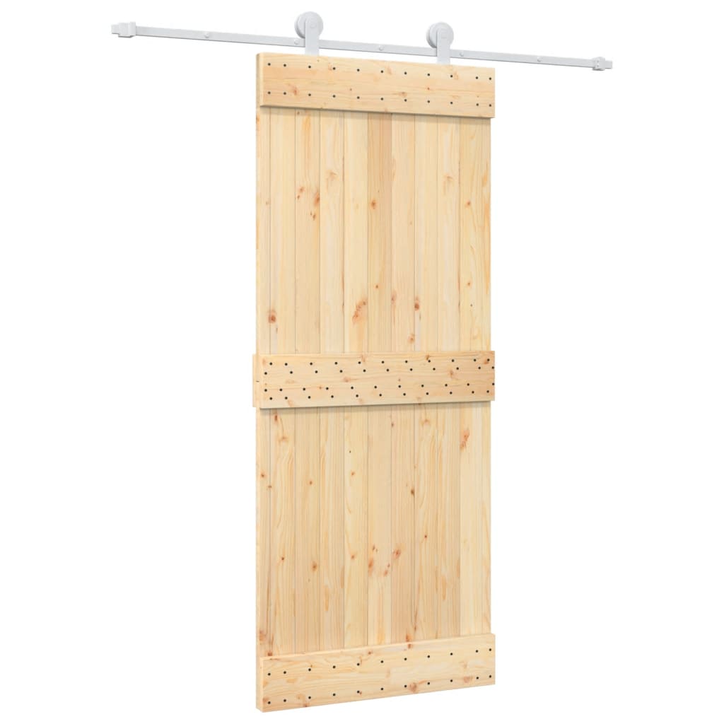 Sliding Door with Hardware Set 85x210 cm Solid Wood Pine