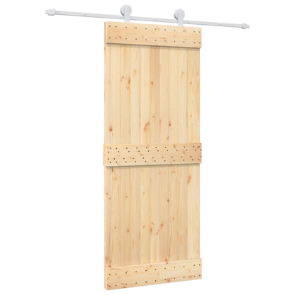 Sliding Door with Hardware Set 85x210 cm Solid Wood Pine