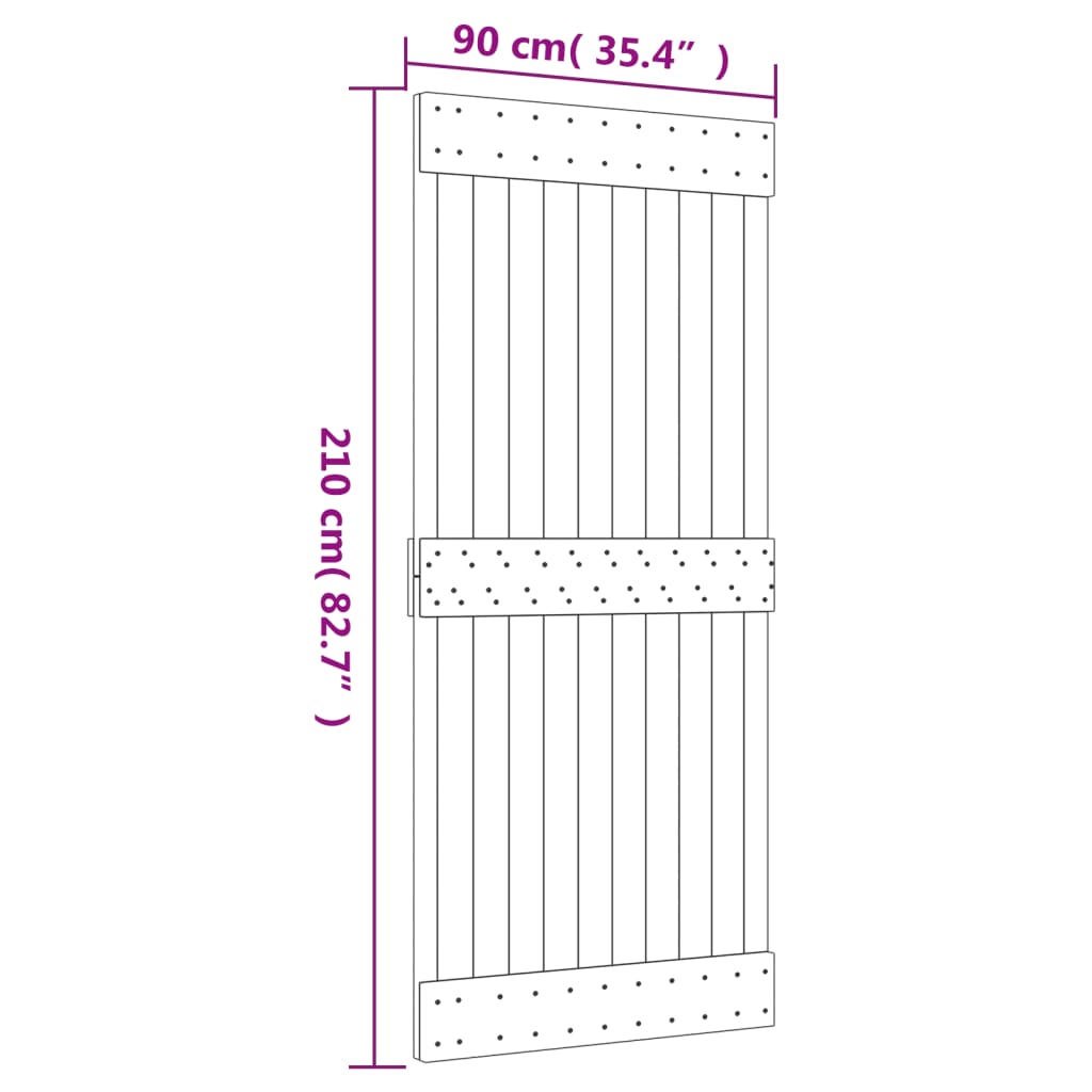 Sliding Door with Hardware Set 90x210 cm Solid Wood Pine