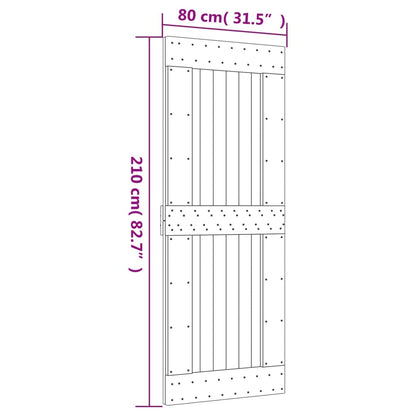 Sliding Door with Hardware Set 80x210 cm Solid Wood Pine