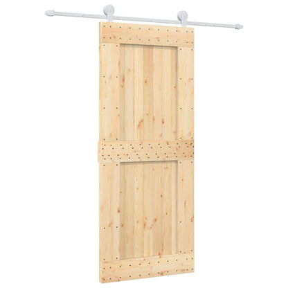 Sliding Door with Hardware Set 85x210 cm Solid Wood Pine