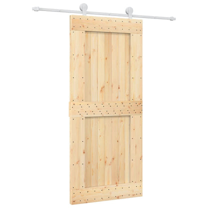 Sliding Door with Hardware Set 90x210 cm Solid Wood Pine