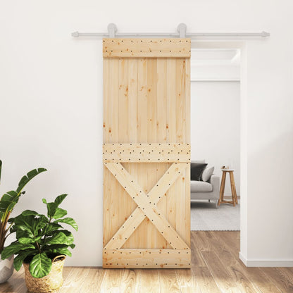 Sliding Door with Hardware Set 80x210 cm Solid Wood Pine