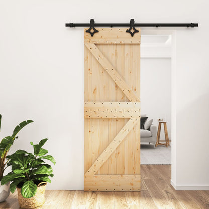 Sliding Door with Hardware Set 70x210 cm Solid Wood Pine