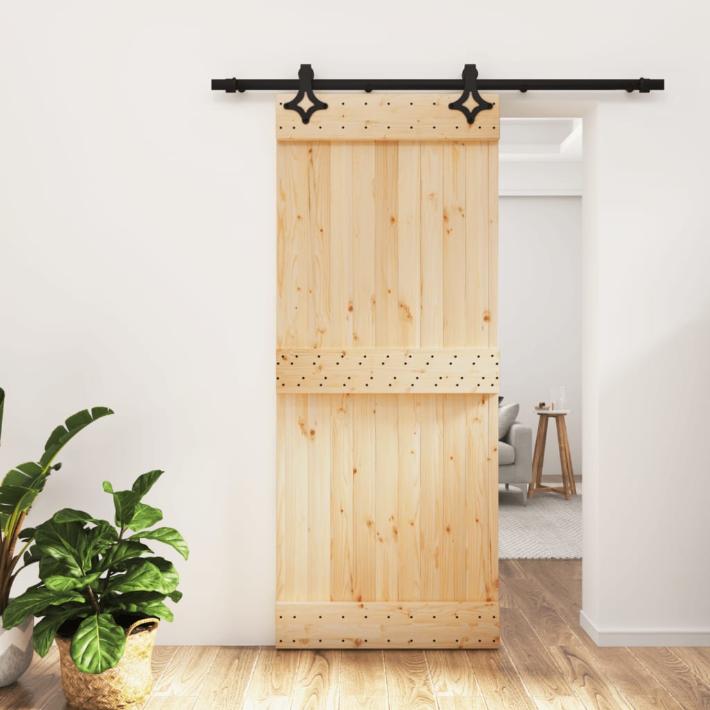 Sliding Door with Hardware Set 85x210 cm Solid Wood Pine