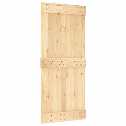 Sliding Door with Hardware Set 90x210 cm Solid Wood Pine