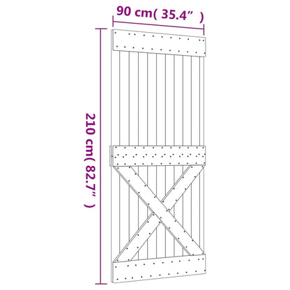 Sliding Door with Hardware Set 90x210 cm Solid Wood Pine