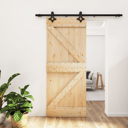 Sliding Door with Hardware Set 85x210 cm Solid Wood Pine