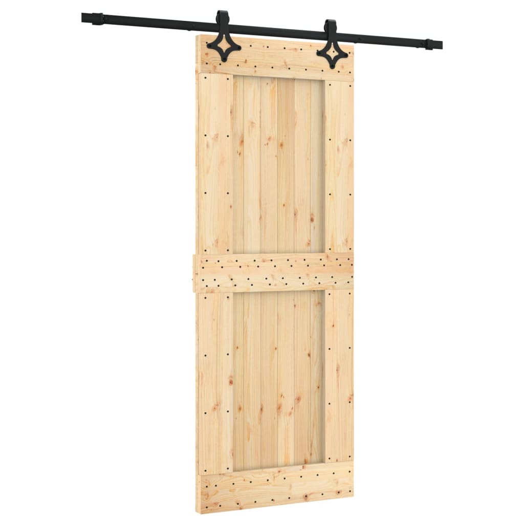 Sliding Door with Hardware Set 80x210 cm Solid Wood Pine