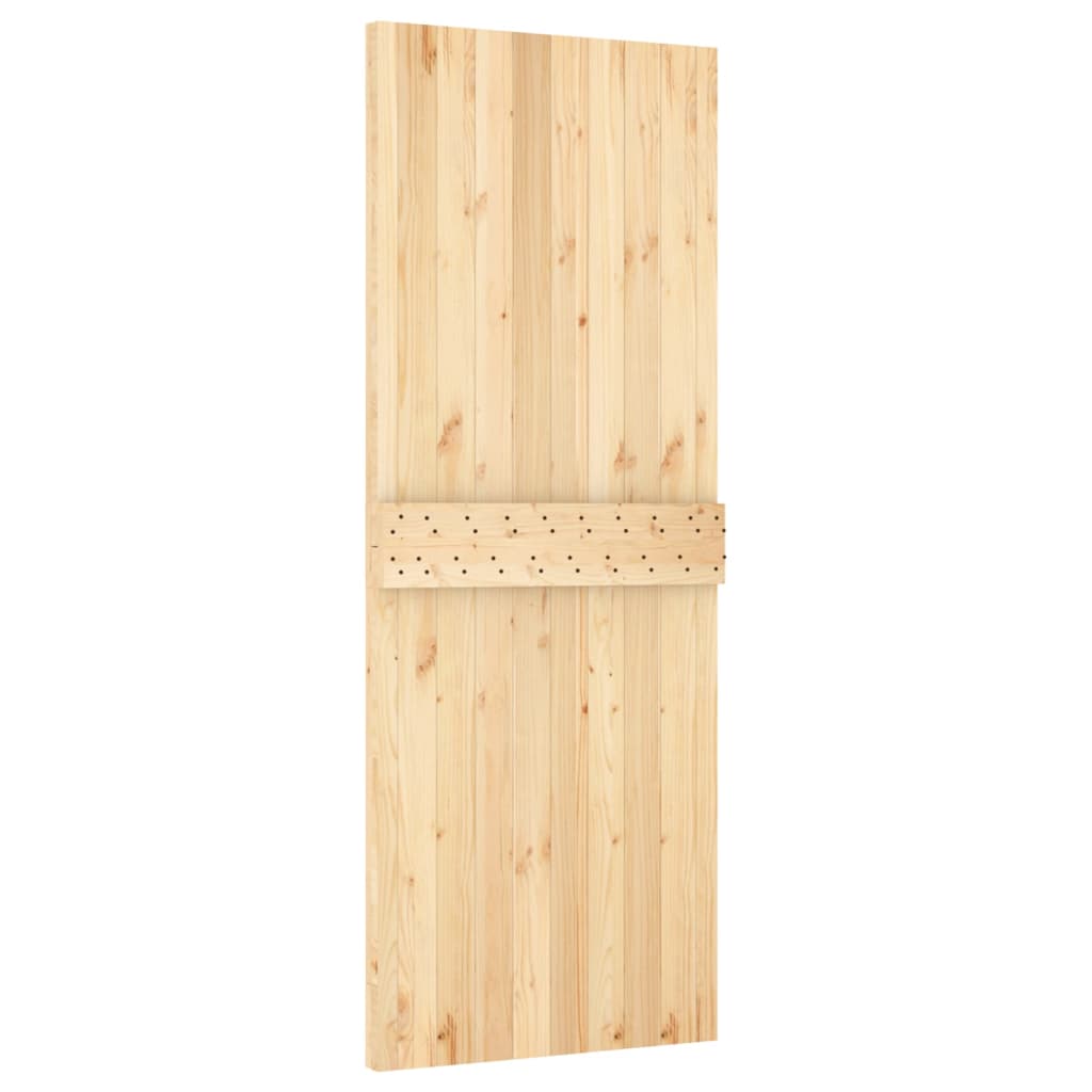 Sliding Door with Hardware Set 80x210 cm Solid Wood Pine