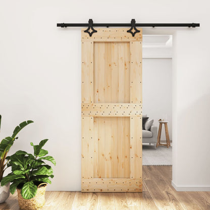 Sliding Door with Hardware Set 80x210 cm Solid Wood Pine