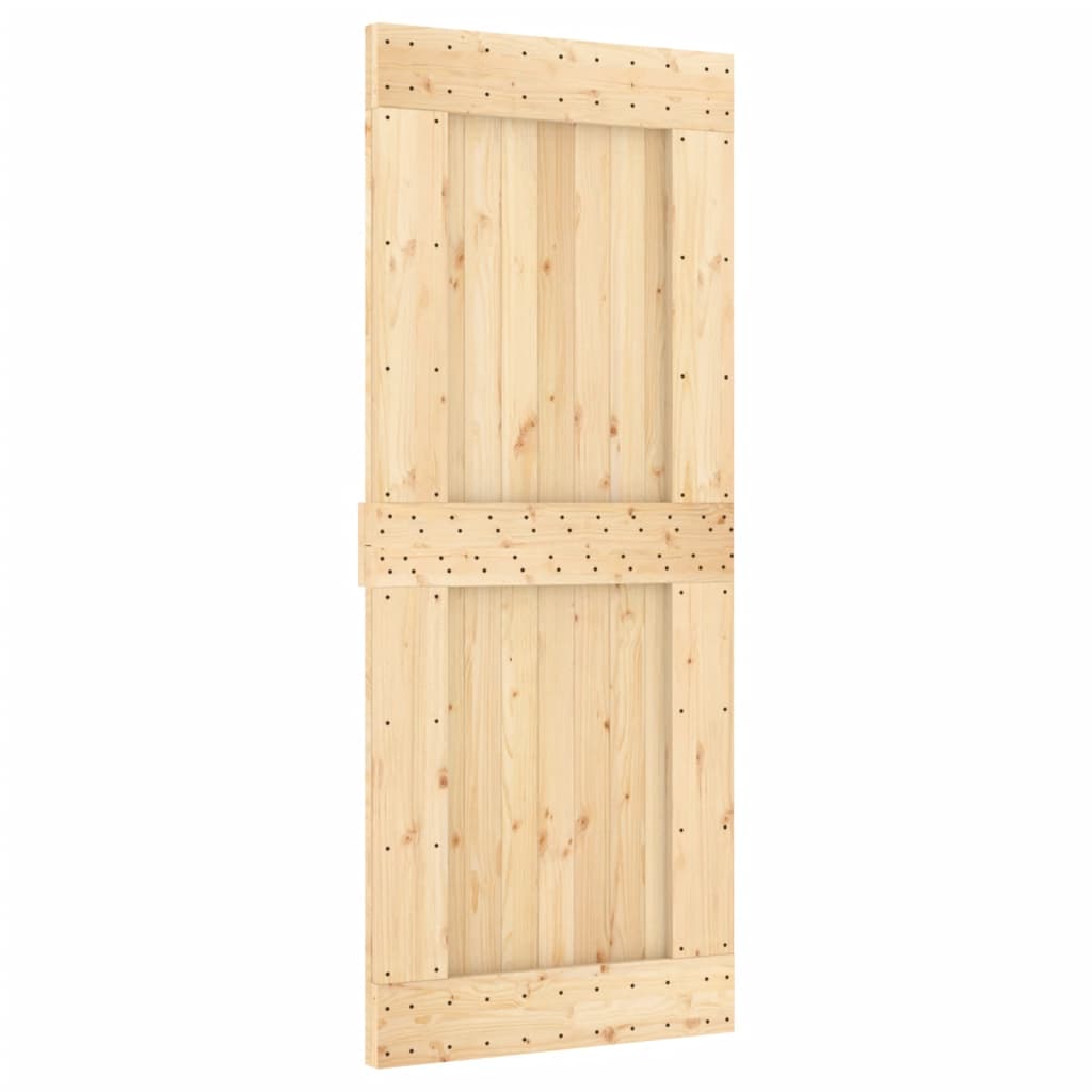 Sliding Door with Hardware Set 85x210 cm Solid Wood Pine