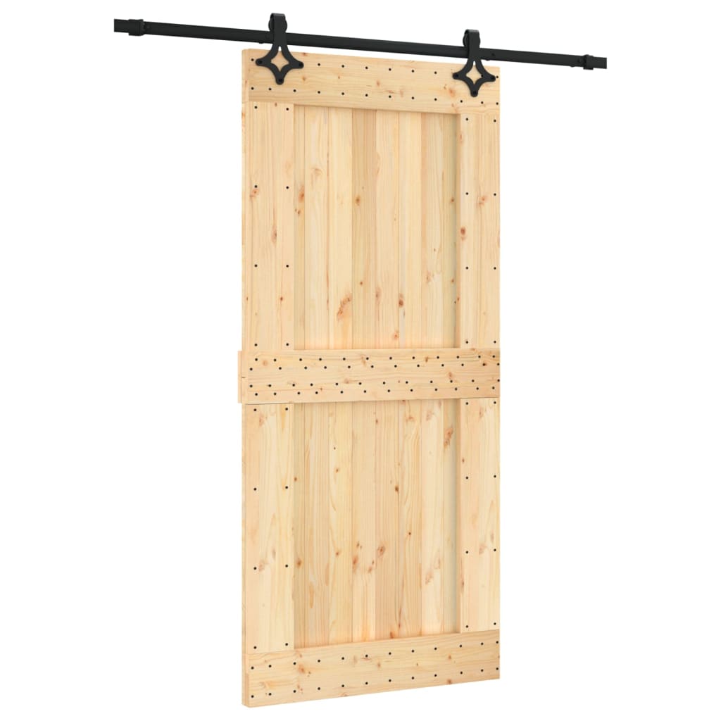 Sliding Door with Hardware Set 95x210 cm Solid Wood Pine