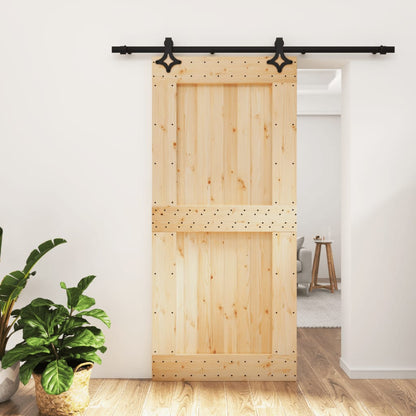 Sliding Door with Hardware Set 95x210 cm Solid Wood Pine