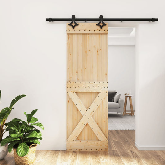 Sliding Door with Hardware Set 70x210 cm Solid Wood Pine