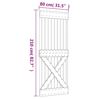 Sliding Door with Hardware Set 80x210 cm Solid Wood Pine