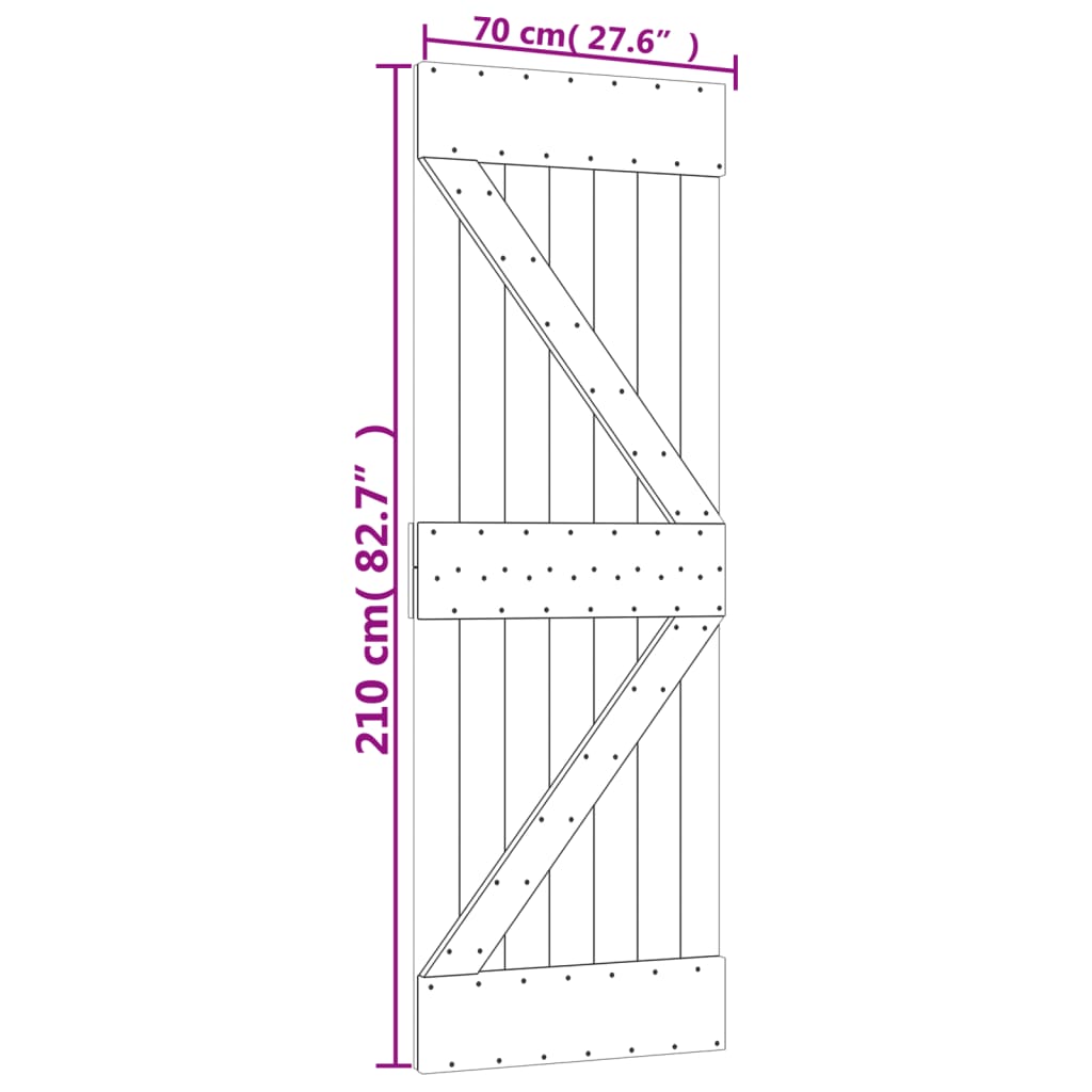 Sliding Door with Hardware Set 70x210 cm Solid Wood Pine