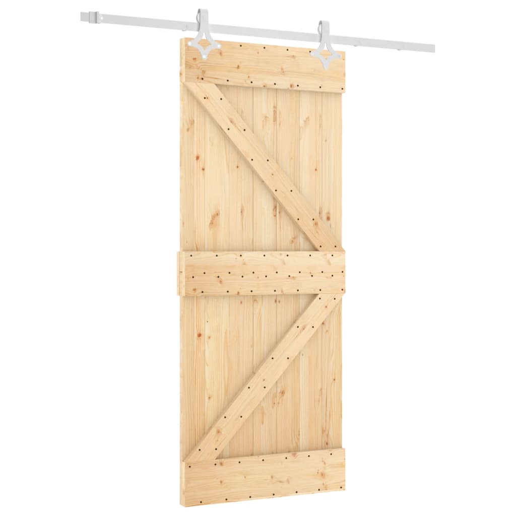 Sliding Door with Hardware Set 85x210 cm Solid Wood Pine