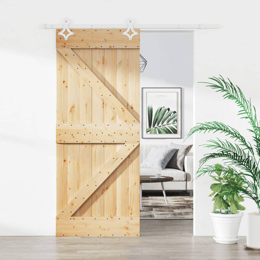 Sliding Door with Hardware Set 85x210 cm Solid Wood Pine