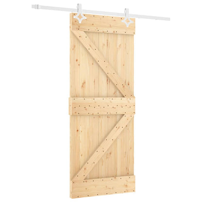 Sliding Door with Hardware Set 80x210 cm Solid Wood Pine