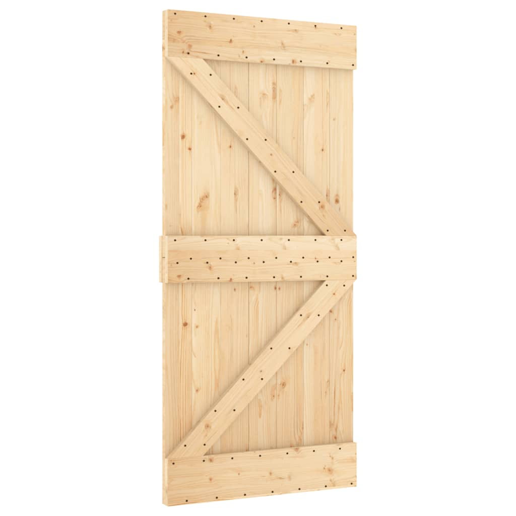 Sliding Door with Hardware Set 90x210 cm Solid Wood Pine