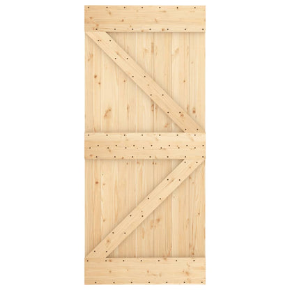 Sliding Door with Hardware Set 90x210 cm Solid Wood Pine