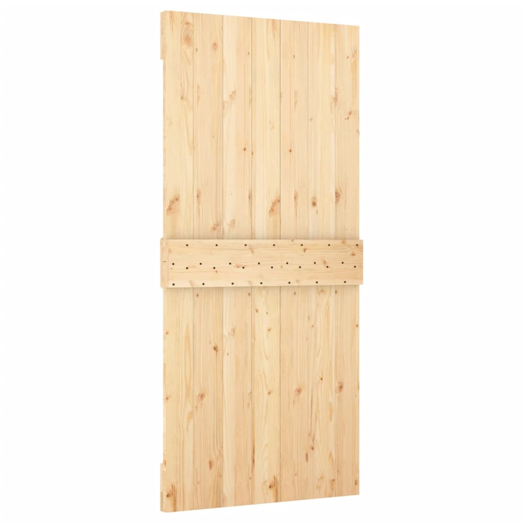 Sliding Door with Hardware Set 90x210 cm Solid Wood Pine