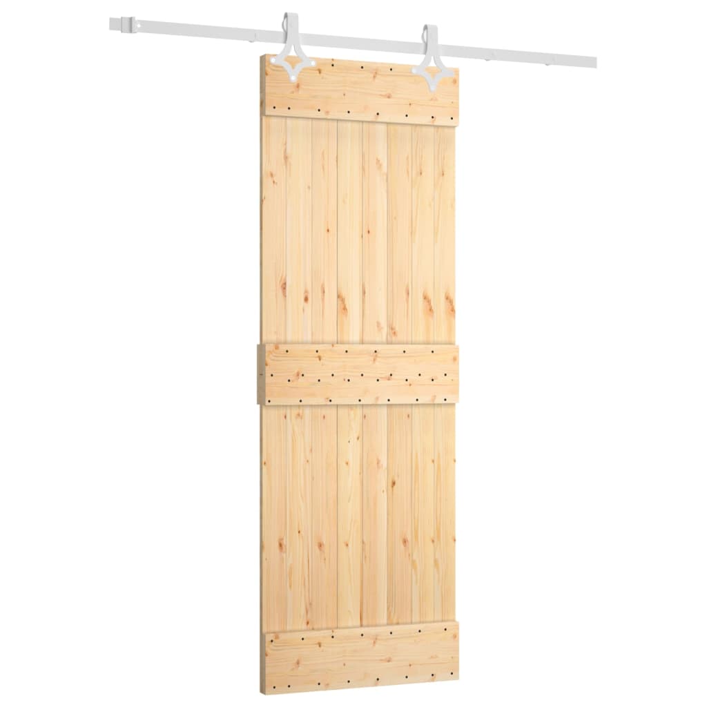 Sliding Door with Hardware Set 70x210 cm Solid Wood Pine