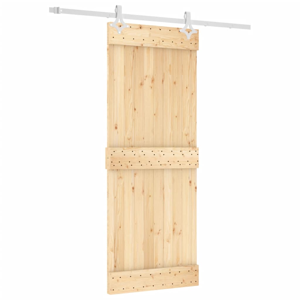 Sliding Door with Hardware Set 80x210 cm Solid Wood Pine