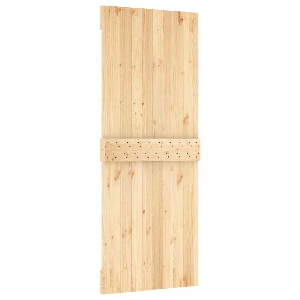 Sliding Door with Hardware Set 80x210 cm Solid Wood Pine