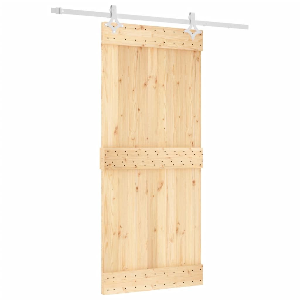 Sliding Door with Hardware Set 90x210 cm Solid Wood Pine