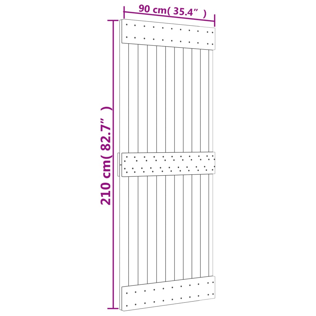 Sliding Door with Hardware Set 90x210 cm Solid Wood Pine