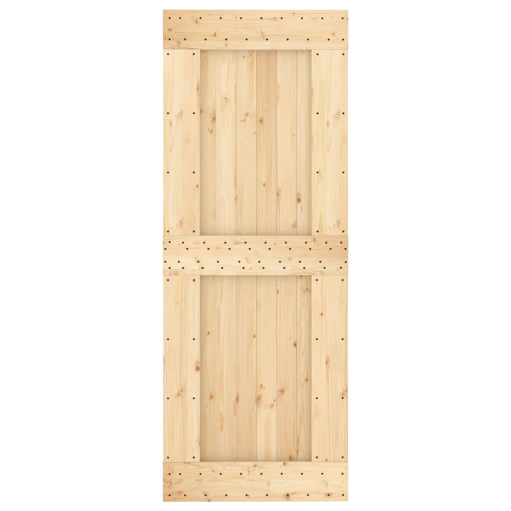 Sliding Door with Hardware Set 80x210 cm Solid Wood Pine