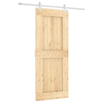 Sliding Door with Hardware Set 85x210 cm Solid Wood Pine