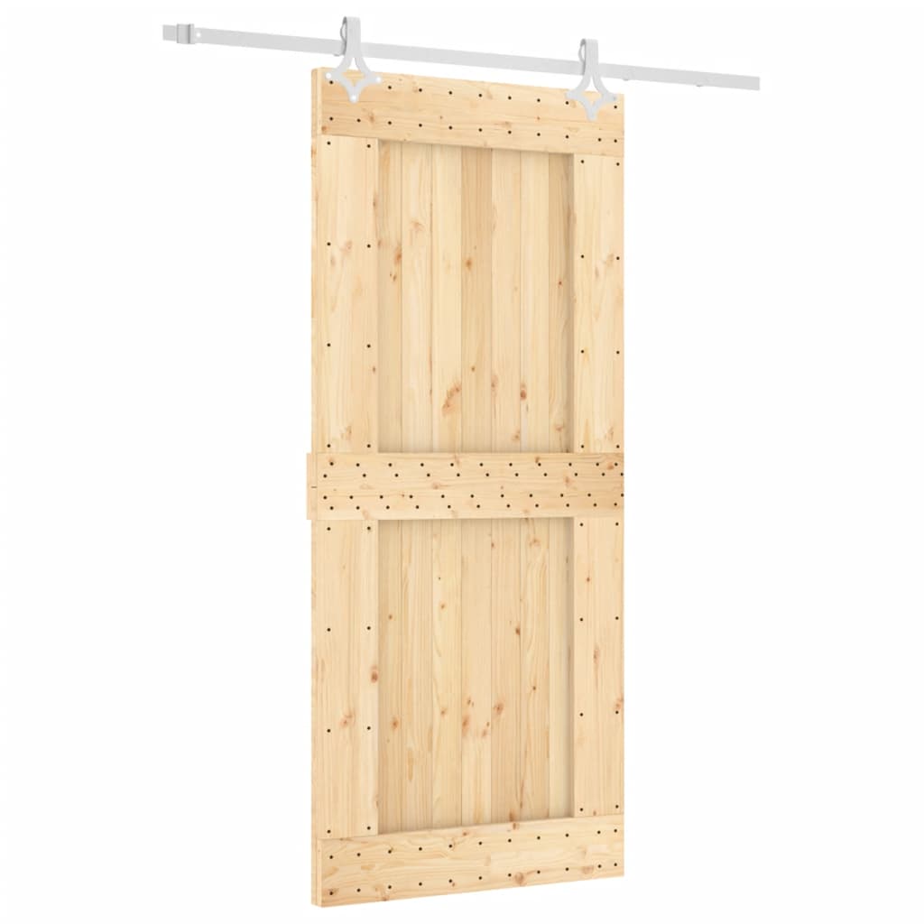 Sliding Door with Hardware Set 90x210 cm Solid Wood Pine