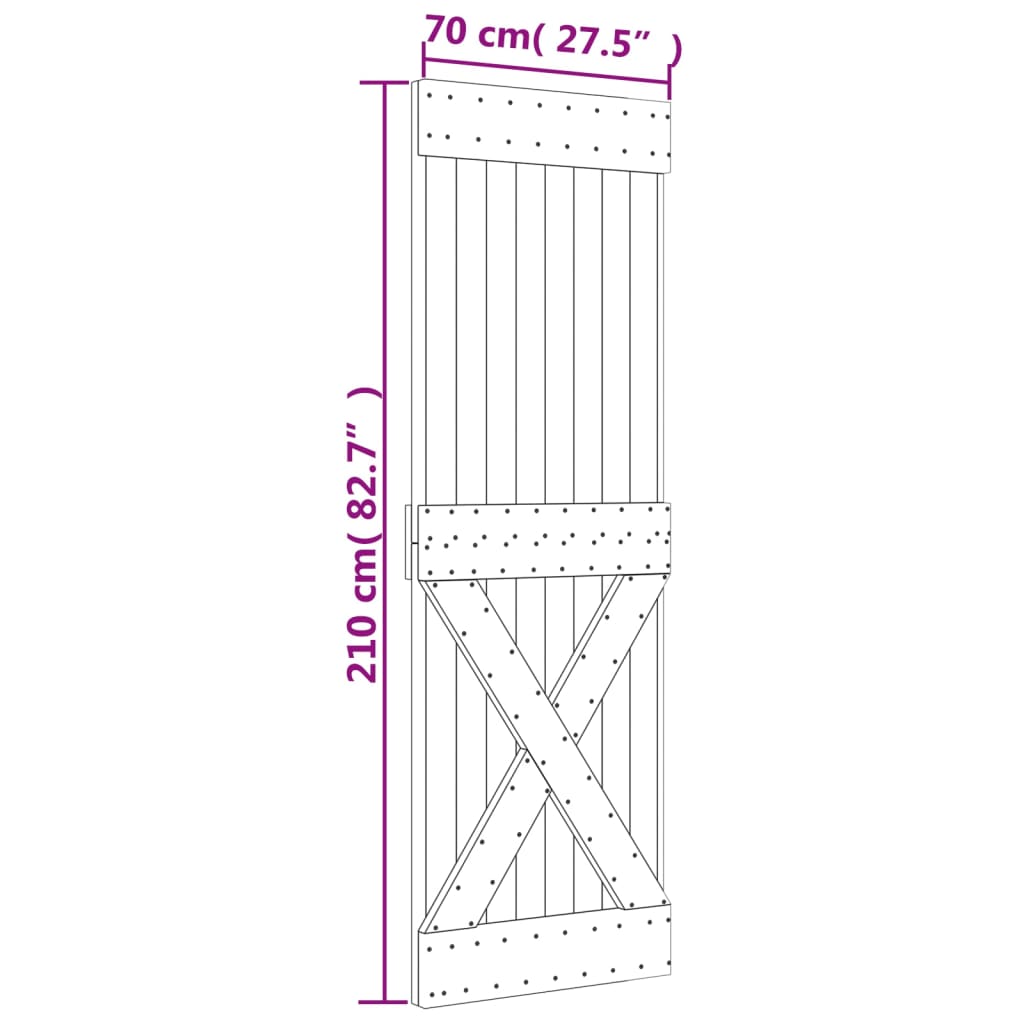 Sliding Door with Hardware Set 70x210 cm Solid Wood Pine