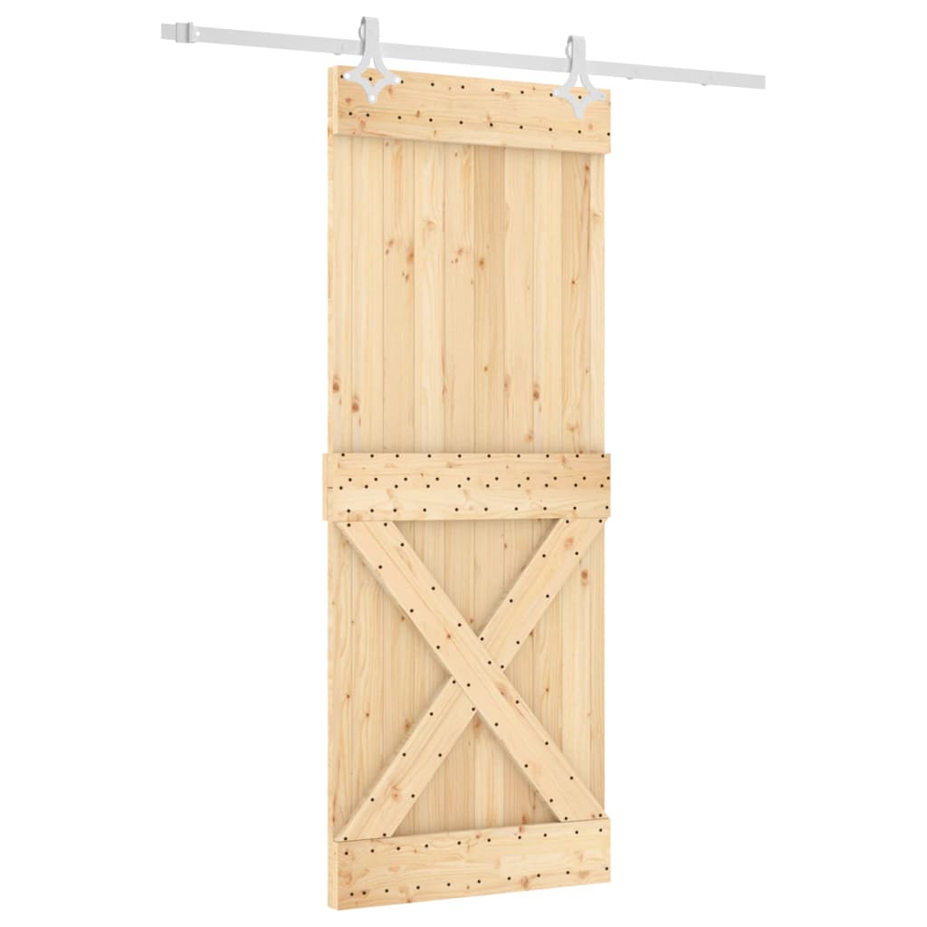 Sliding Door with Hardware Set 80x210 cm Solid Wood Pine