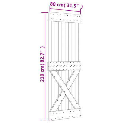 Sliding Door with Hardware Set 80x210 cm Solid Wood Pine