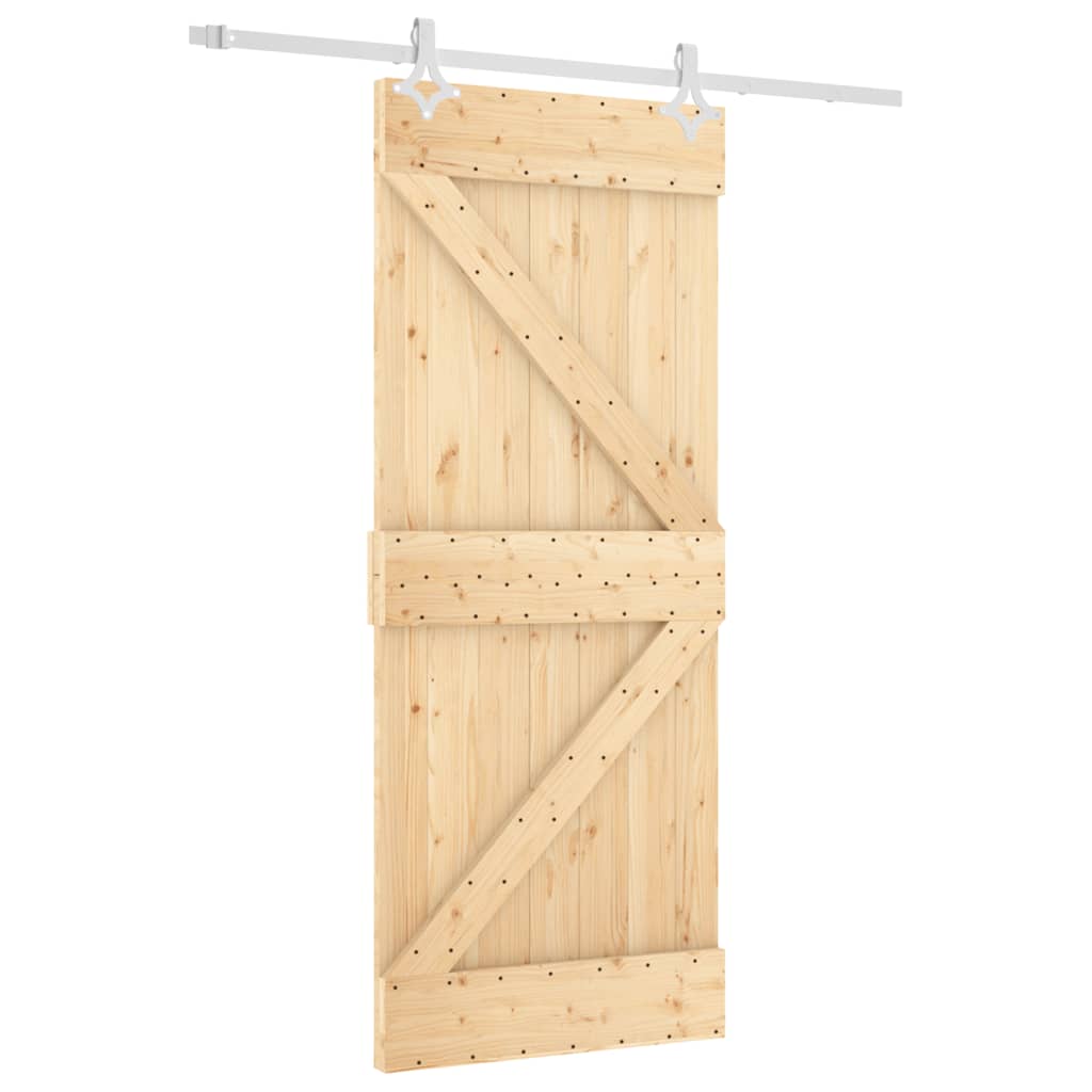 Sliding Door with Hardware Set 85x210 cm Solid Wood Pine