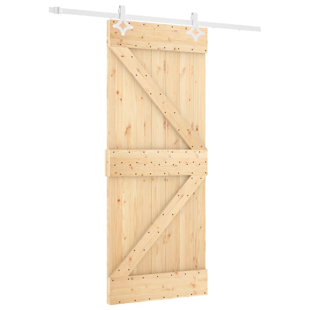 Sliding Door with Hardware Set 80x210 cm Solid Wood Pine