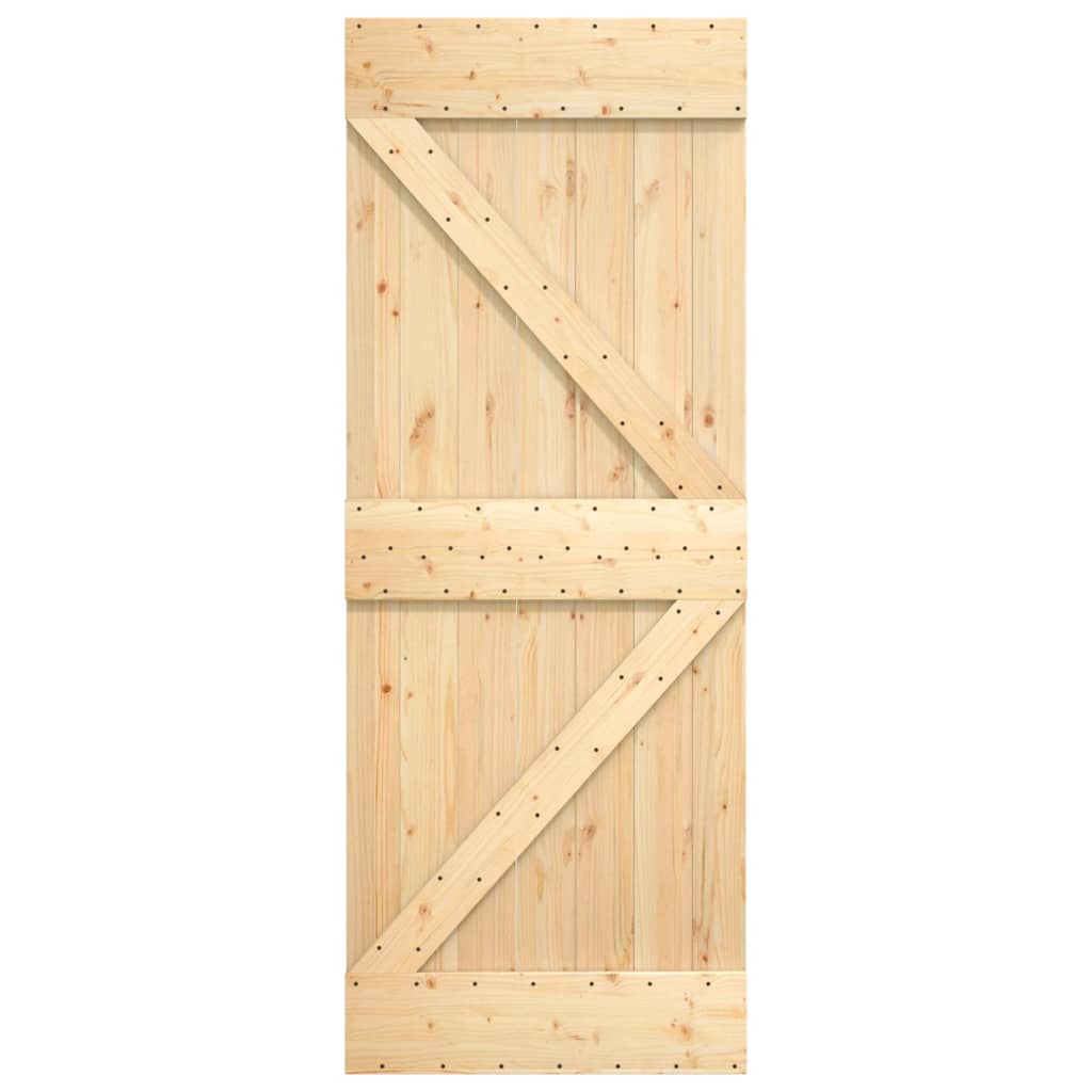 Sliding Door with Hardware Set 80x210 cm Solid Wood Pine