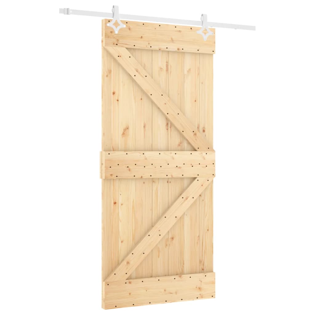 Sliding Door with Hardware Set 100x210 cm Solid Wood Pine