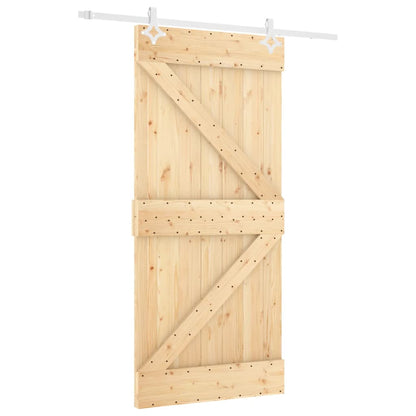 Sliding Door with Hardware Set 100x210 cm Solid Wood Pine